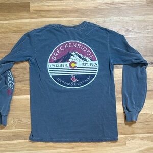 Gildan Ultra Cotton Breckenridge CO Slate Blue Long Sleeve Crewneck TShirt S